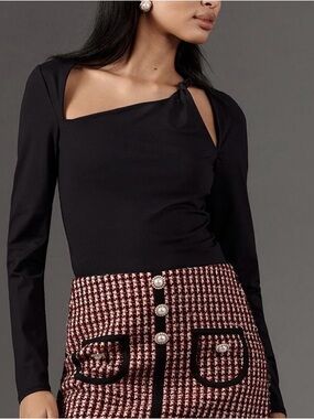 Anthropologie Asymmetrical Front Twist Long Sleeve Top